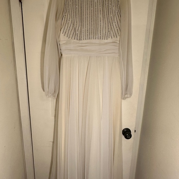 Jack Bryan Beaded Chiffon Dress - Sheer Sleeves With Beaded Bodice - Picture 4 of 14